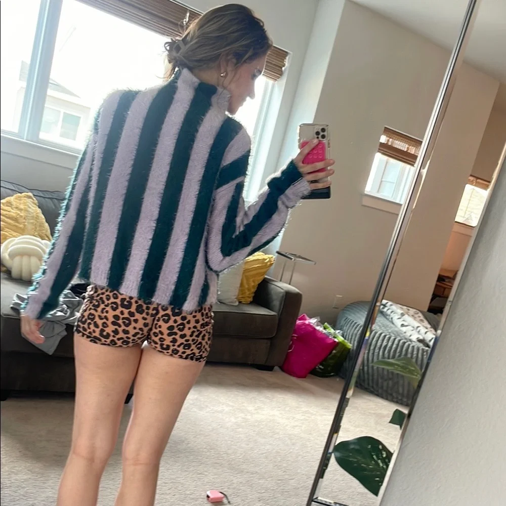 Blank NYC Striped Sweater - Green and Purple